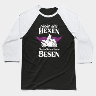 Motorrad Hexen Besen Bikerin Motorradfahrerin Baseball T-Shirt